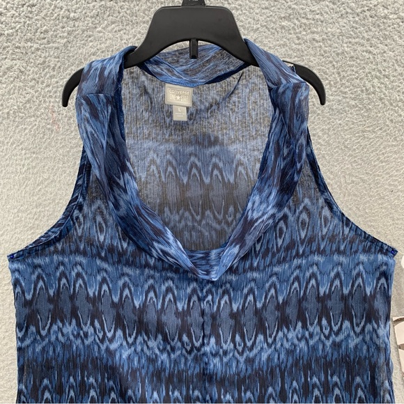 NWT Converse One Star Blue Sleeveless Tunic Top Blouse Boho Preppy Size L - Picture 6 of 12